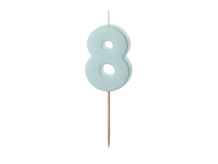 Birthday candle 8, bright blue, 5,5cm