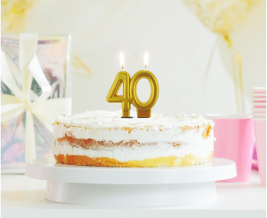 Candle on the 40th birthday cake, number "40"