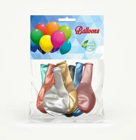 Chrome latex balloons, mix of colors, 30cm, 6 pcs