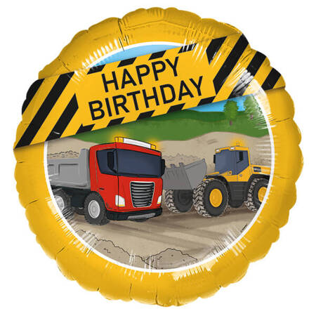 Construction vehicles "Happy Birthday foil balloon, 43cm