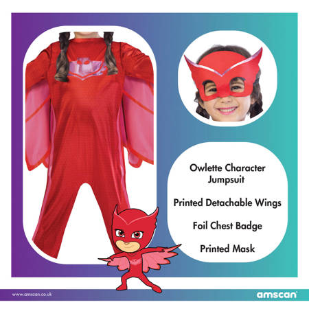 Dress, Costume Disguise Pidżamersi PJ Masks Owlette 7-8 Years