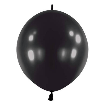 E-Link Black Metallic Balloons with Connector, 30 cm, 50 pcs