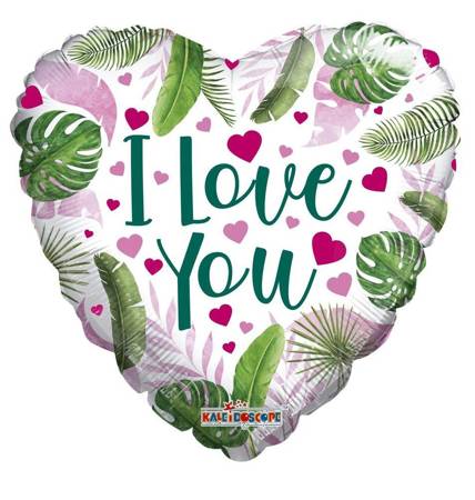 Eco balloon foil heart, I love you, 46 cm