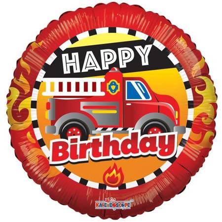 Foil Balloon Happy Birthday Fire Truck, 46cm