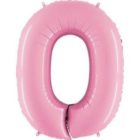 Foil Balloon Number 0, powder pink, 102cm Grabo