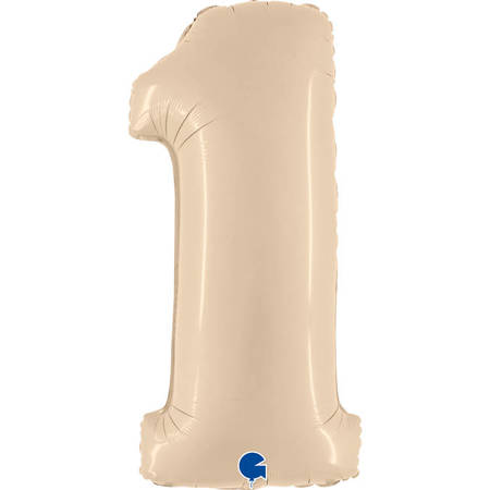 Foil Balloon Number 1, Cream Satin 66cm Grabo