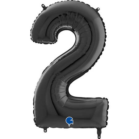 Foil Balloon Number 2 Black, 66 cm Grabo