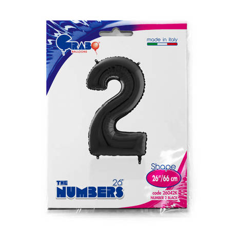 Foil Balloon Number 2 Black, 66 cm Grabo