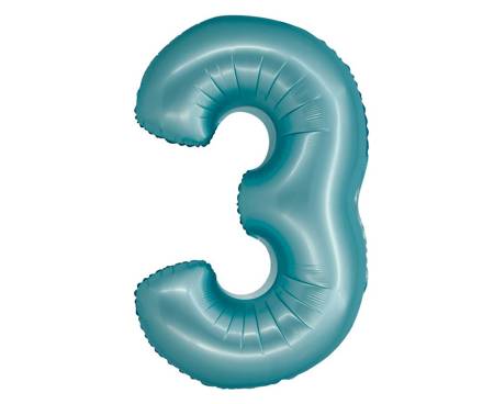 Foil Balloon Number 3 blue matte Smart, 76cm