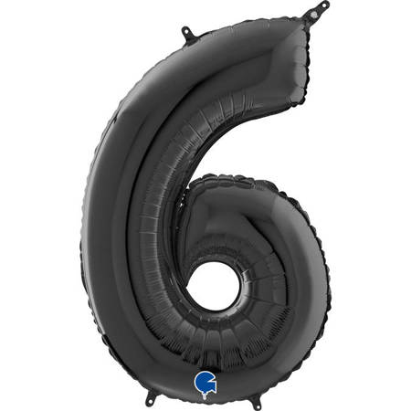 Foil Balloon Number 6 Black, 66 cm Grabo