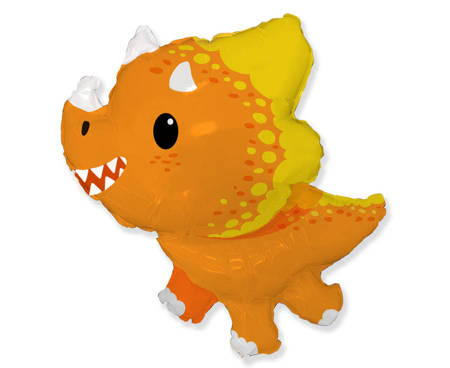 Foil Balloon Orange Dinosaur, Baby Triceratops 60cm