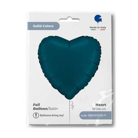 Foil Balloon - Satin Petrol Blue Heart 46 cm, Grabo