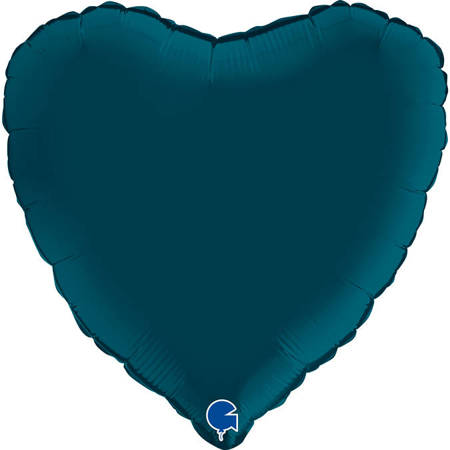 Foil Balloon - Satin Petrol Blue Heart 46 cm, Grabo