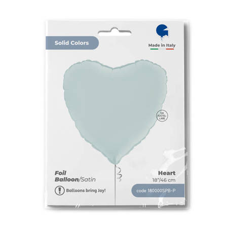 Foil Balloon - Satin pastel blue heart 46 cm, Grabo