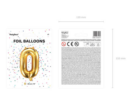 Foil balloon Digit 9, 35cm, Golden