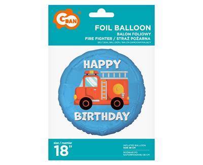 Foil balloon Fire brigade, Happy Birthday - 45 cm