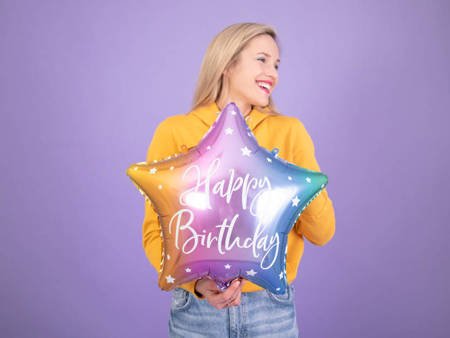 Foil balloon Happy Birthday! Colorful star 40 cm