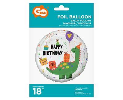 Foil balloon Happy Birthday dinosaur, 45 cm