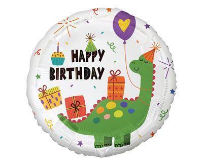 Foil balloon Happy Birthday dinosaur, 45 cm