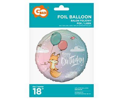 Foil balloon, Happy Birthday lisek, 46 cm