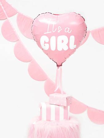 Foil balloon Heart Pink - It's a girl, 45cm