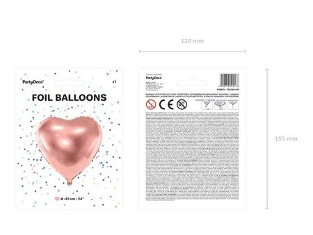 Foil balloon Heart Rose Gold, 61cm, pink gold