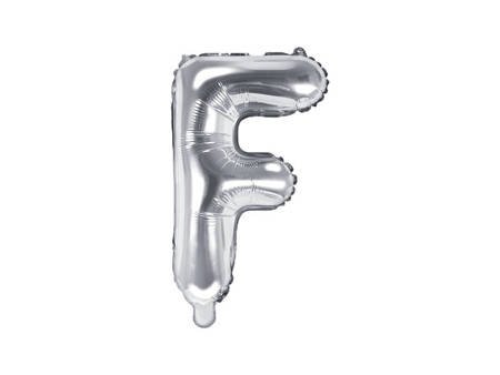 Foil balloon Letter F, 35cm, silver