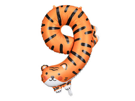 Foil balloon Number 9 - Tiger, 87 cm