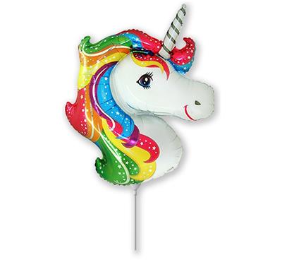 Foil balloon Unicorn unicorn on stick, 35 cm