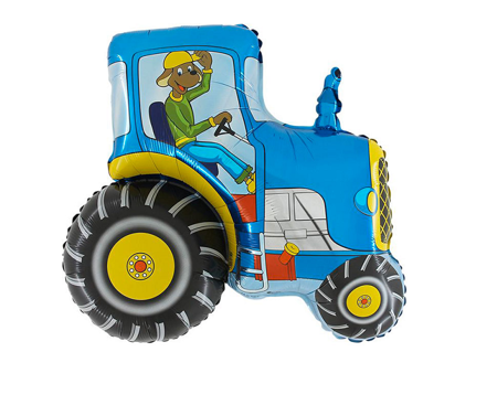 Foil balloon - blue tractor, Grabo