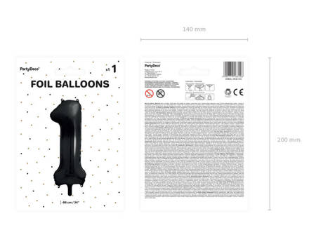 Foil balloon digit 1 black, 86cm black