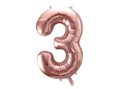 Foil balloon digit '3', 86cm, pink gold