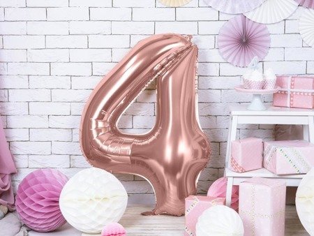 Foil balloon digit '4', 86cm, pink gold