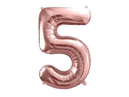 Foil balloon digit '5', 86cm, pink gold