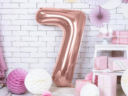 Foil balloon digit '7', 86cm, pink gold