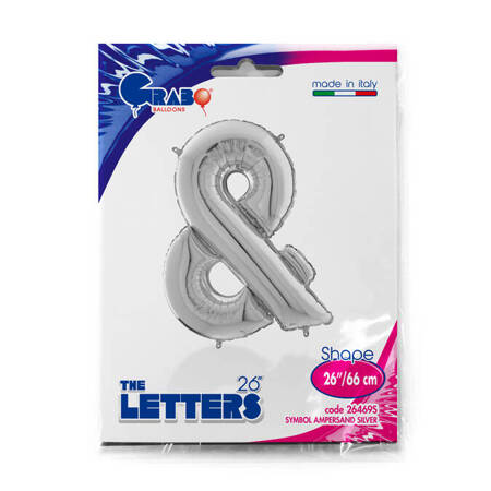 Foil balloon letter &, 66cm, silver