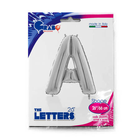 Foil balloon letter A, 66cm, silver