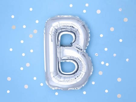 Foil balloon letter B, 35cm, silver