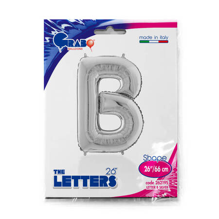 Foil balloon letter B, 66cm, silver