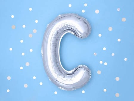 Foil balloon letter C, 35cm, silver