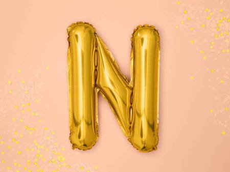 Foil balloon letter N 35cm, gold