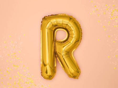 Foil balloon letter R 35cm, gold