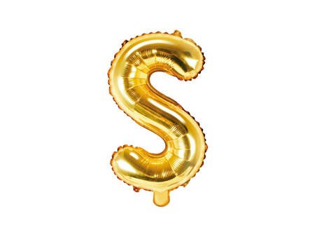 Foil balloon letter S 35cm, gold