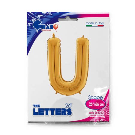 Foil balloon letter U, 66cm, gold