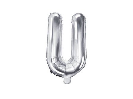 Foil balloon letter u 35cm, silver