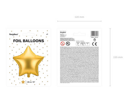 Foil balloon star, gold 48cm golden / yellow