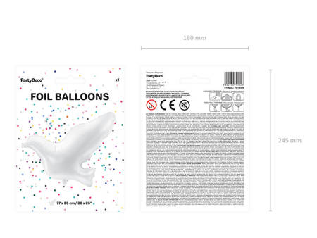 Foil balloon white pigeon, 77x66cm