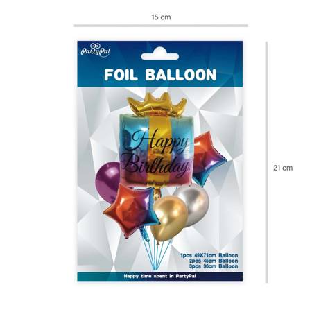 Foil balloons, colorful birthday set 6 pcs.