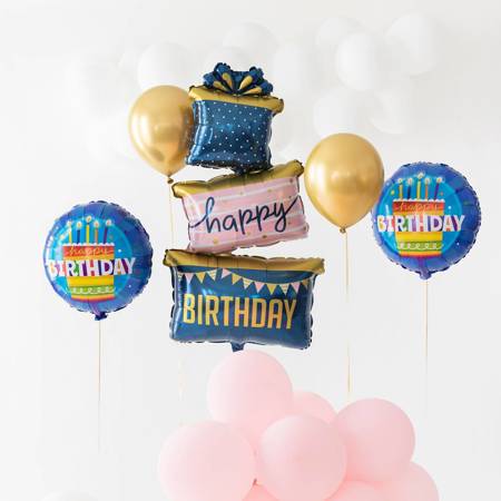 Foil balloons, navy blue birthday set 5 pcs.