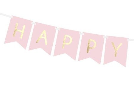 Garland Birthday - HAPPY BIRTHDAY banner, pink